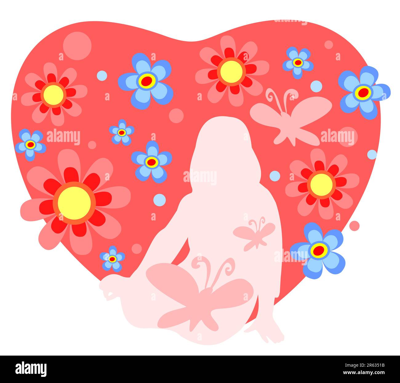 Heart pink flowers butterflies Stock Vector Images - Alamy