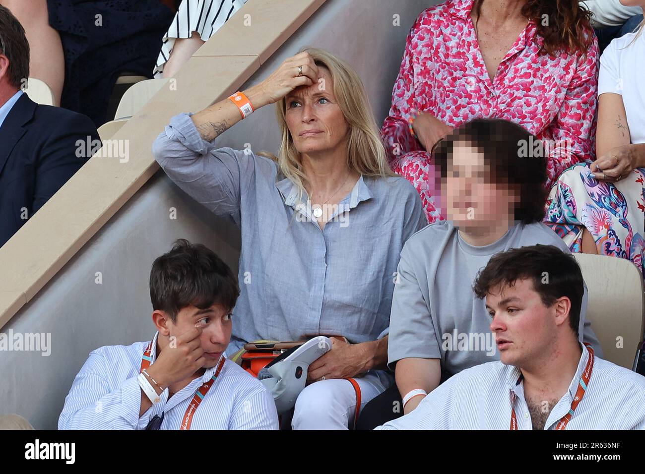 Paris, France. 06th June, 2023. Estelle Lefebure in the stands during French Open Roland Garros Paris, France. 06th June, 2023. Estelle Lefebure in the stands during French Open Roland Garros