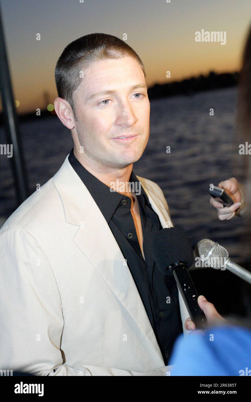 Michael Clarke The engagement party for cricketer Michael Clarke and his fiancé Lara Bingle held at Luna Park. Sydney, Australia. 04.04.08. Stock Photo