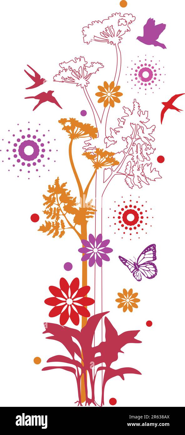 floral background design with birds Stock Vector Image & Art - Alamy