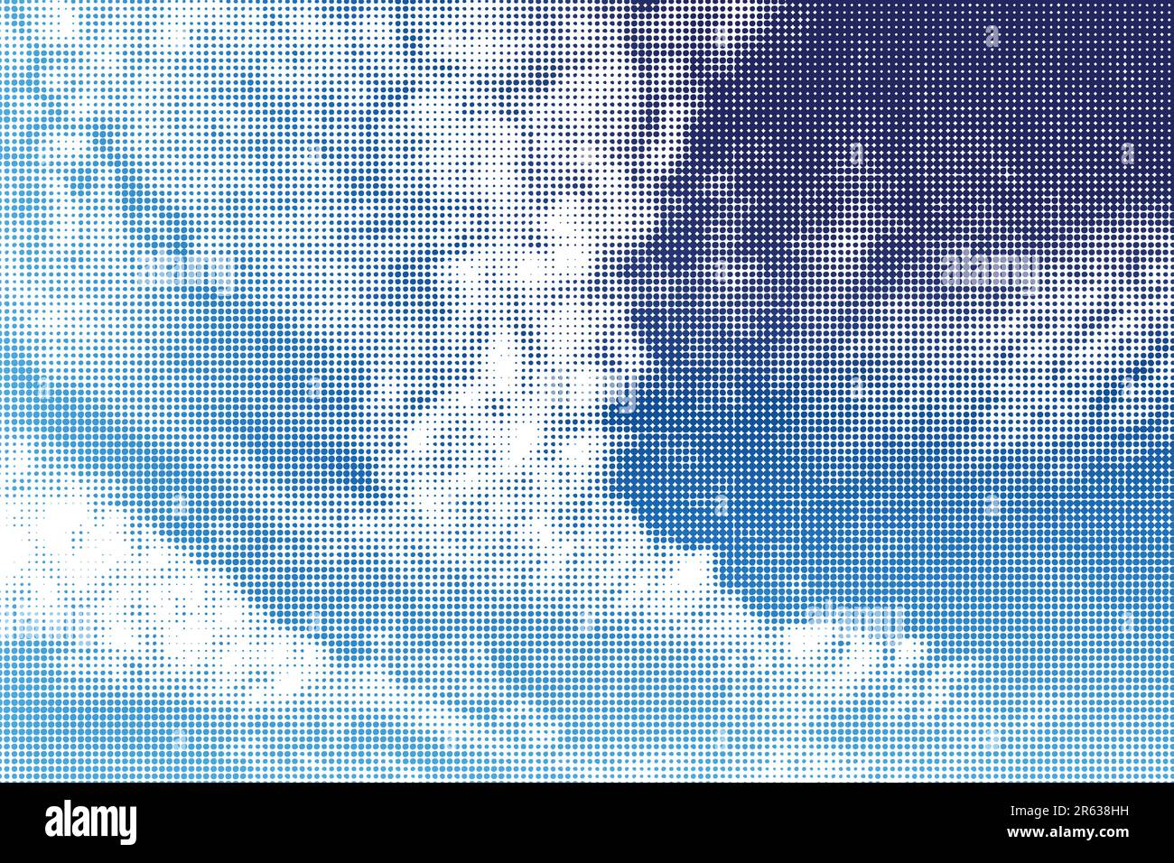 Halftone editable vector illustration of blue sky and clouds Stock Vector