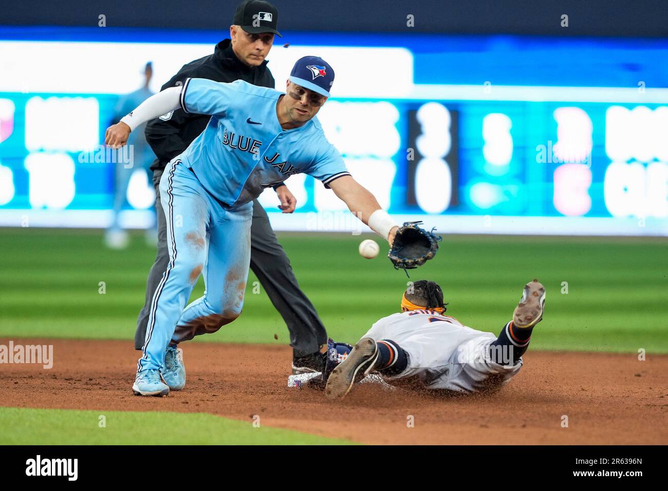 Houston Astros' Corey Julks (9) Slides Into Second Base With A Stolen ...