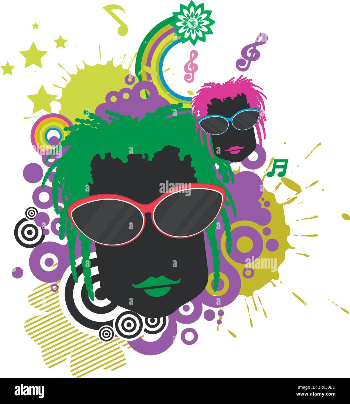 The vector fashion people with sunglasses. Stock Vector