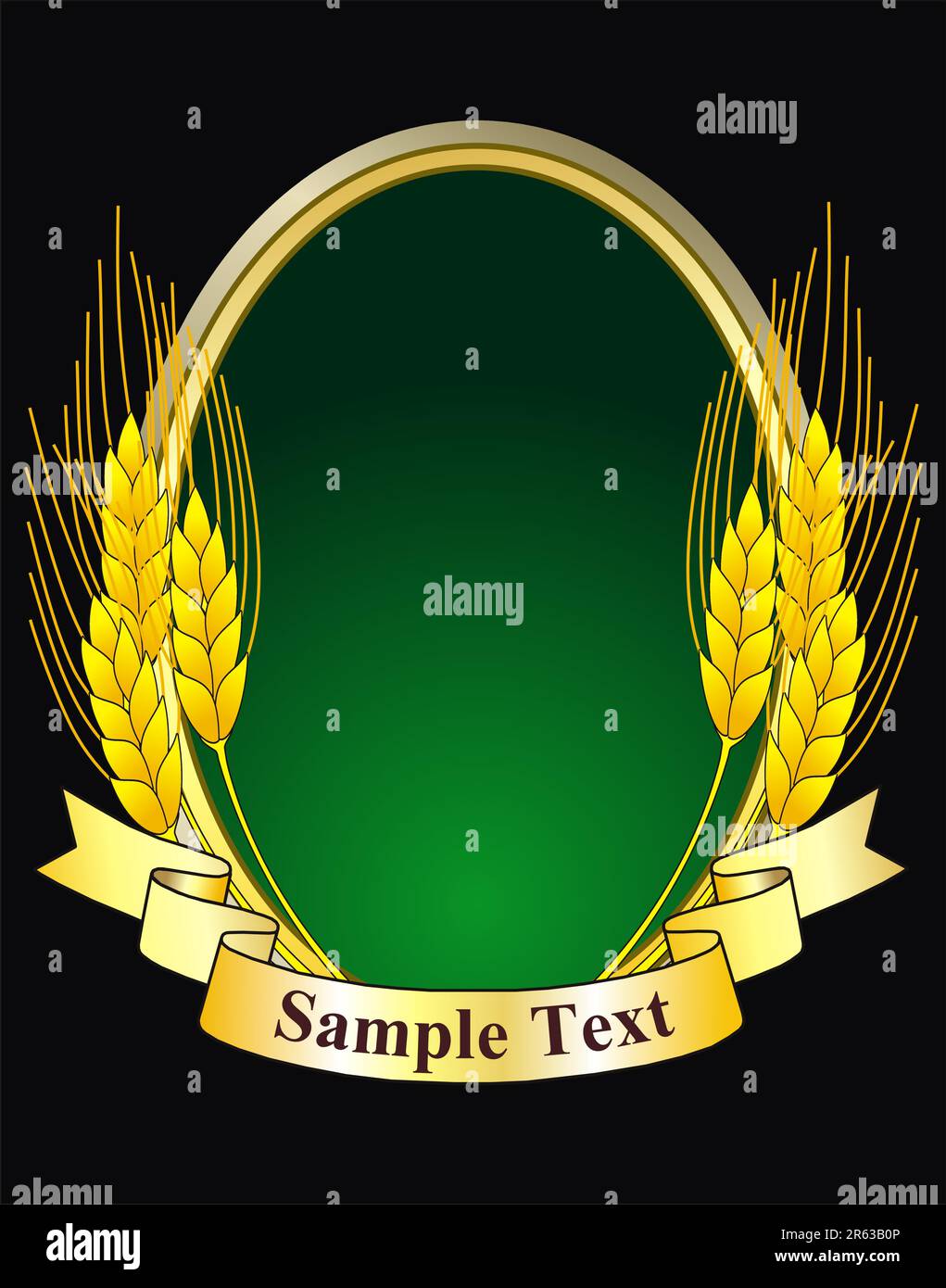 illustration of a vector logo with grain and banner on black Stock ...