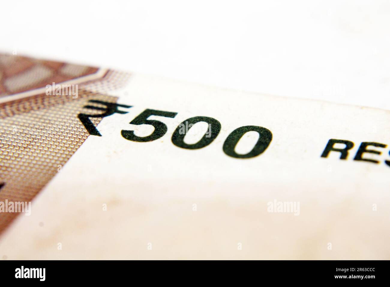 Close up Five Hundred Indian Currency. Stock Photo