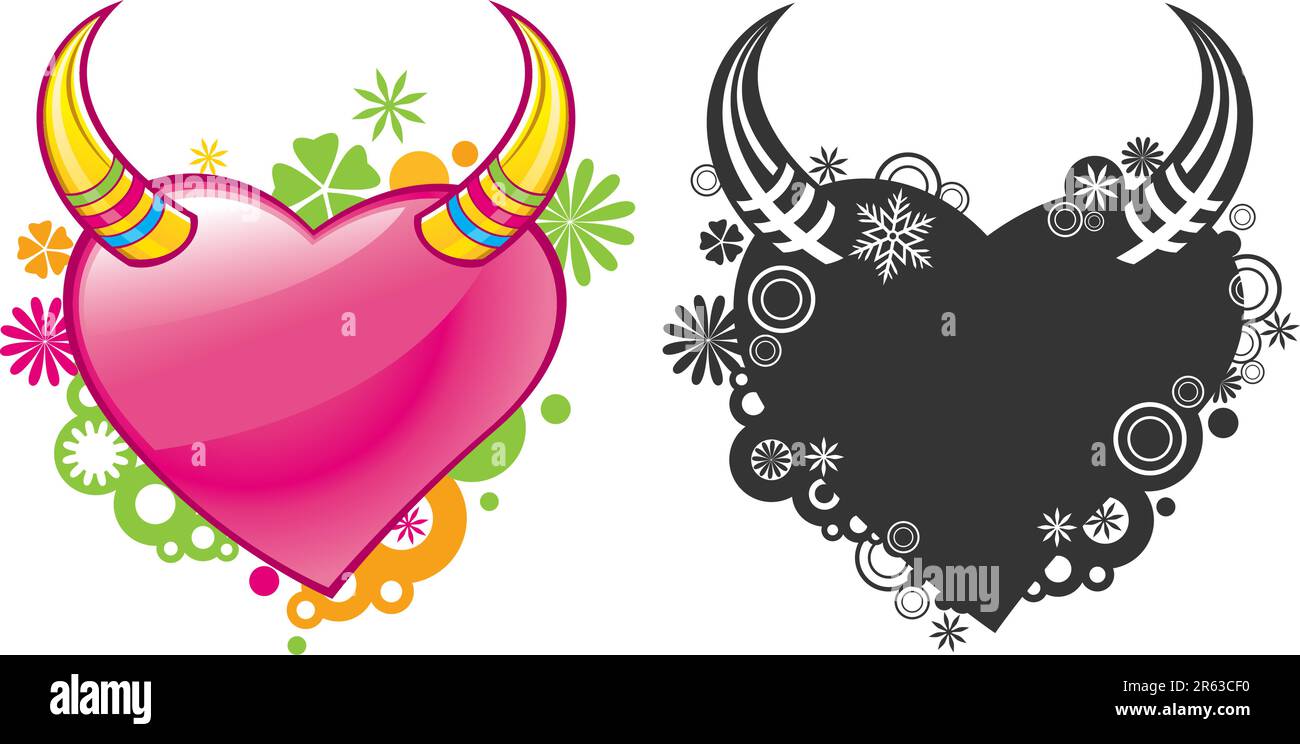 heart with horns Stock Vector