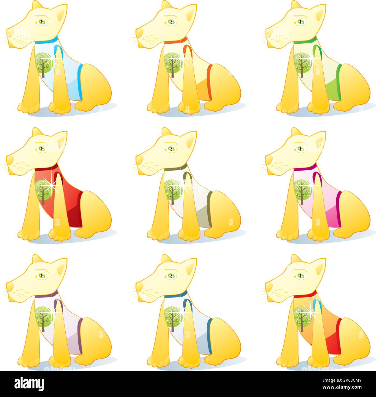 fully editable vector illustration of dogs in pet clothing set Stock ...