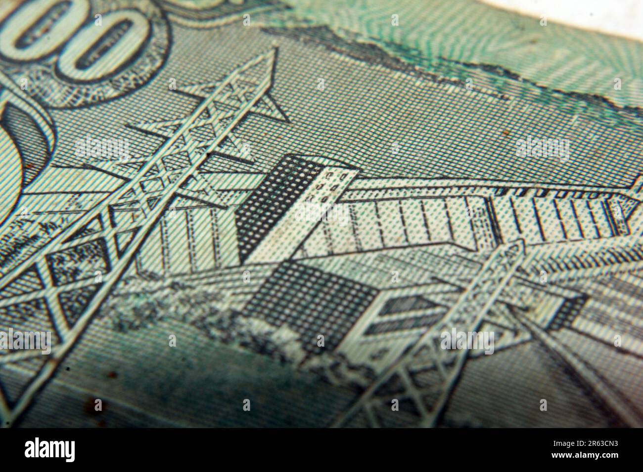 Closeup Macro Old Indian One Hundred Bank Note Stock Photo