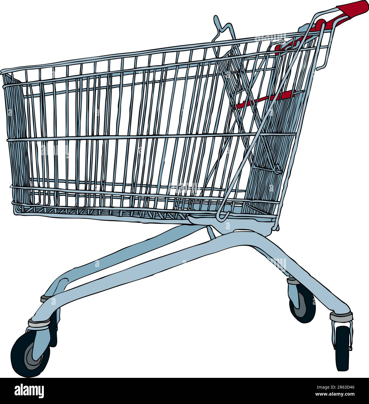 Hand drawn vector illustration of empty shopping trolley Stock Vector