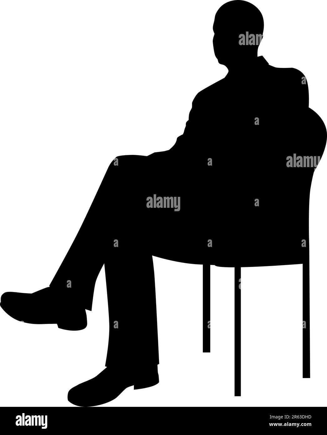 An image of a Businessman Sitting Silhouette. Stock Vector