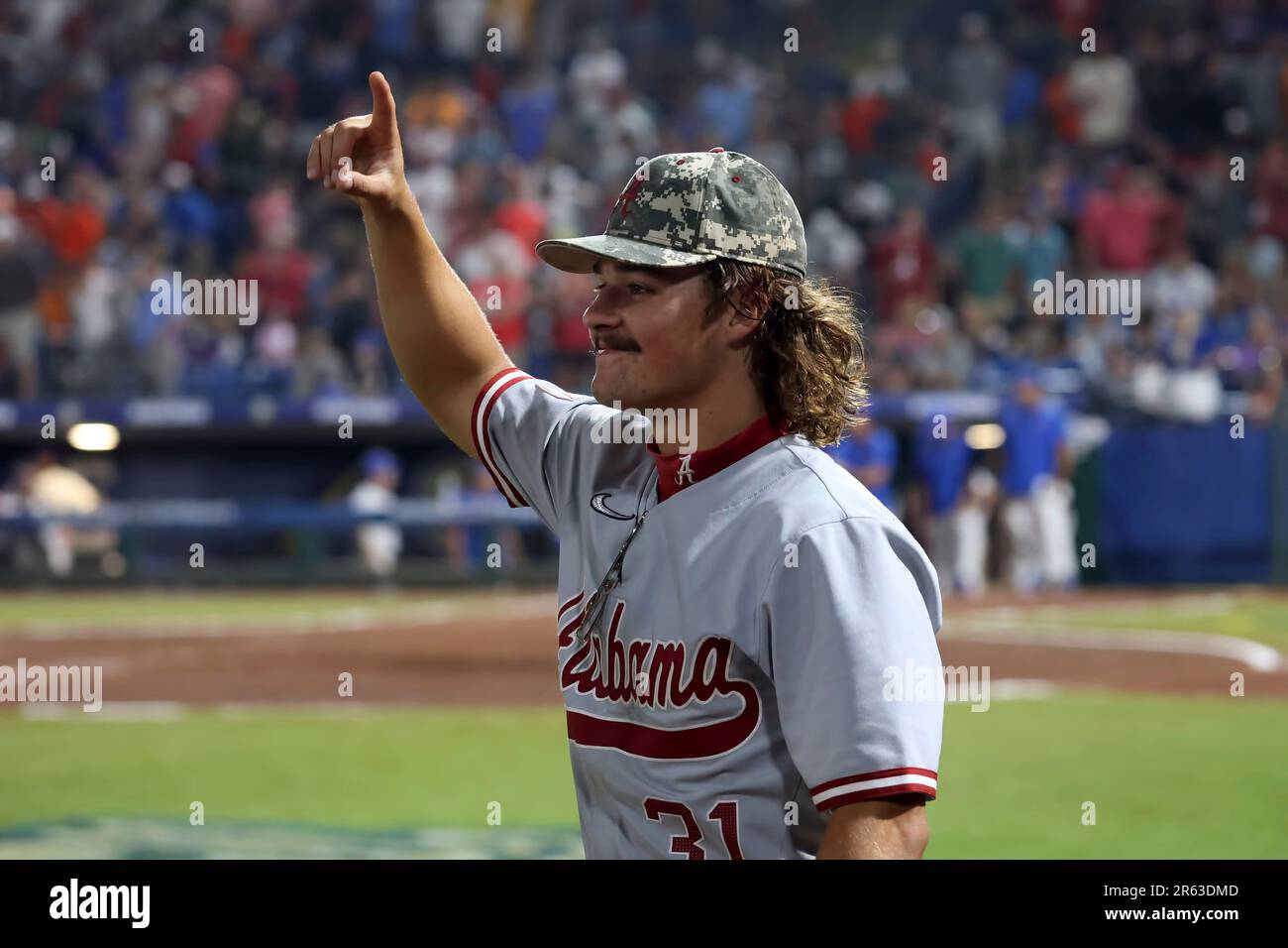 HOOVER, AL - MAY 24: Alabama Crimson Tide outfielder Tommy Seidl (20)  during the 2023 SEC Baseball Tournament game between the Alabama Crimson  Tide and the Florida Gators on May 24, 2023