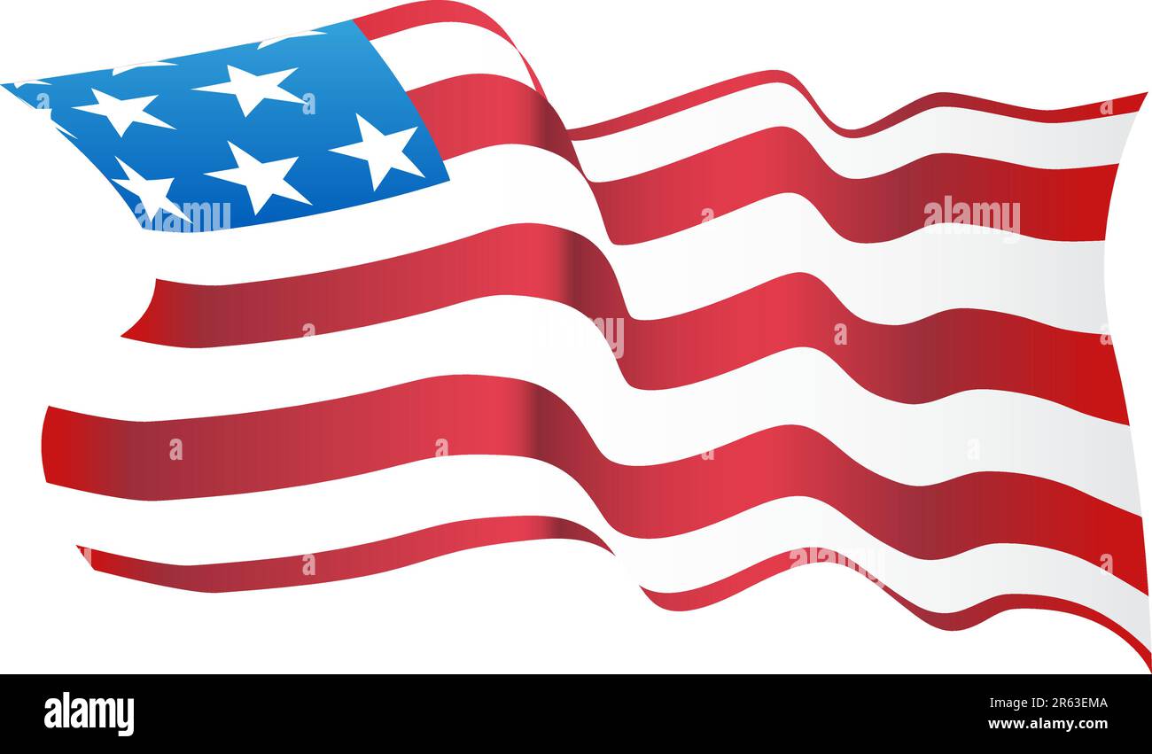 An image representing a Blowing American Flag. Stock Vector