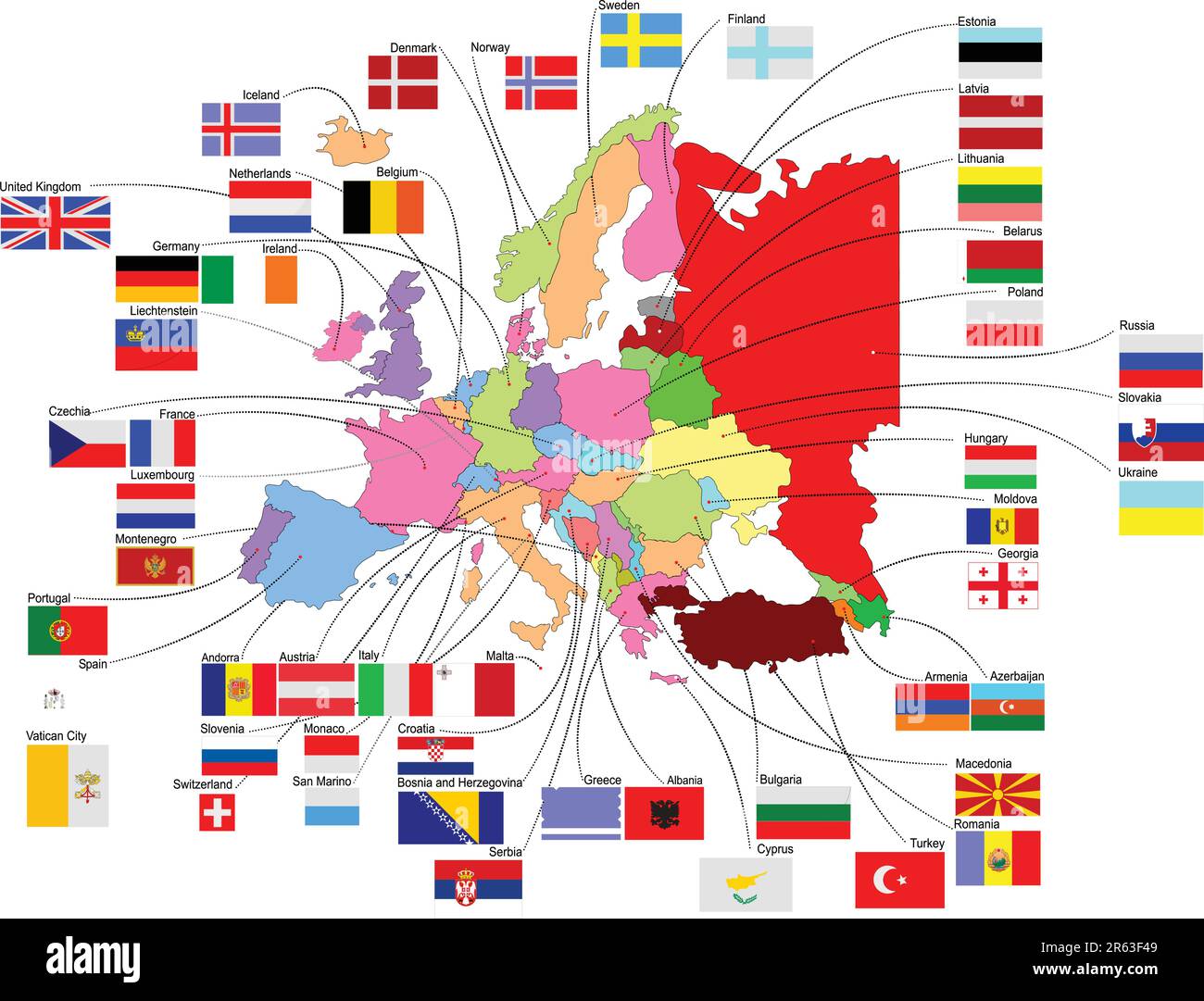 Map of Europe with country flags Stock Vector Image & Art Alamy