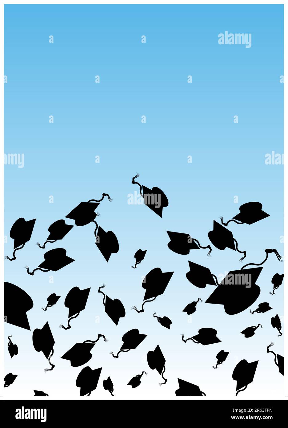 An image of graduation hats being tossed. Stock Vector