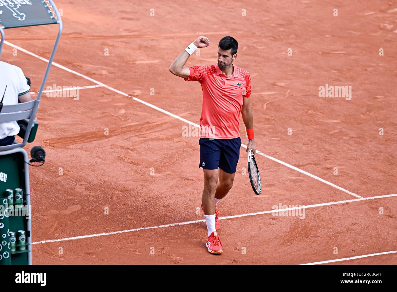 Paris, France. 06th June, 2023. Novak Djokovic of Serbia during the French Open, Grand Slam tennis tournament on June 6, 2023 at Roland Garros stadium in Paris, France. Credit: Victor Joly/Alamy Live News Stock Photo