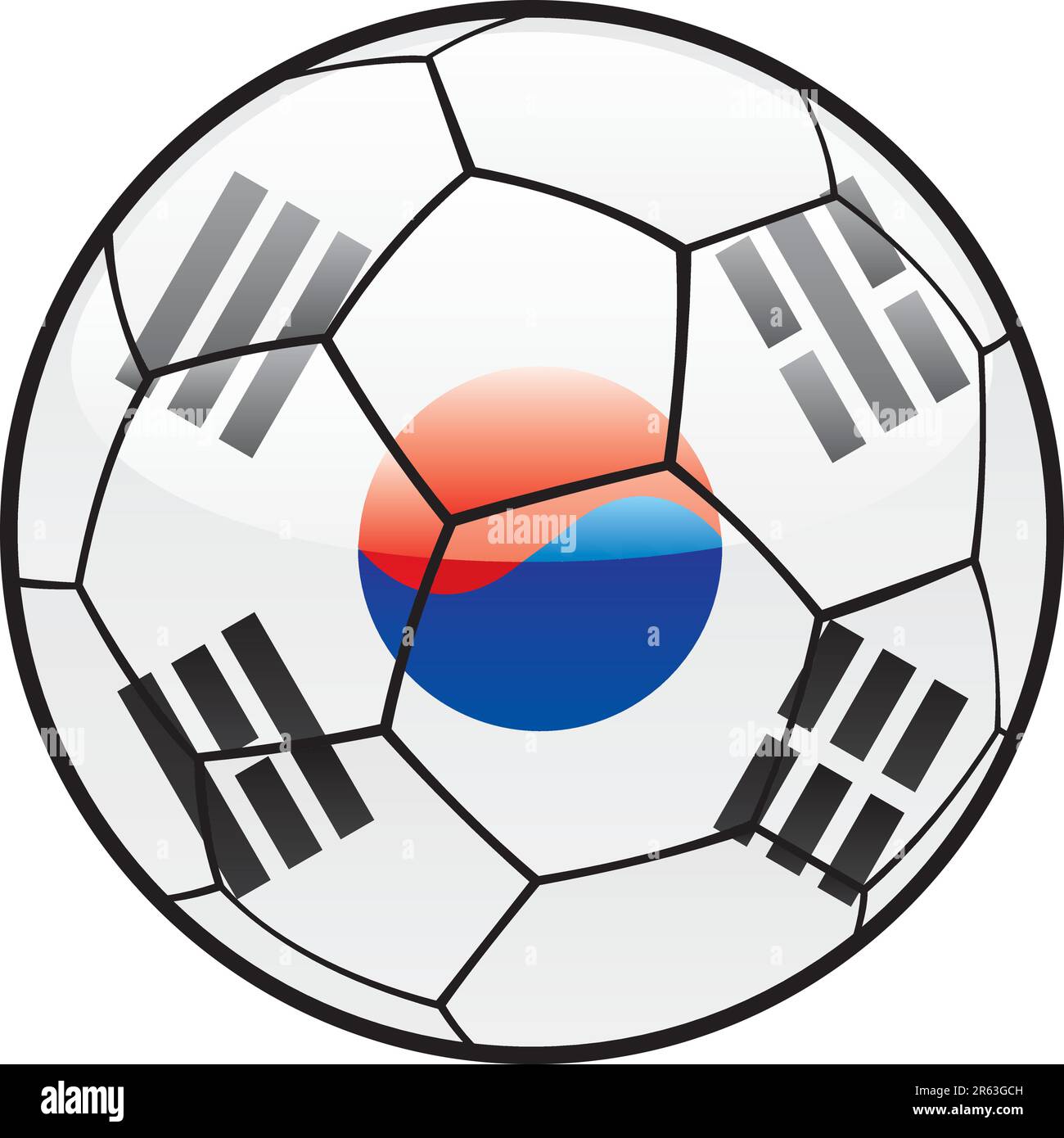 fully editable illustration flag of South Korea on soccer ball Stock ... image.