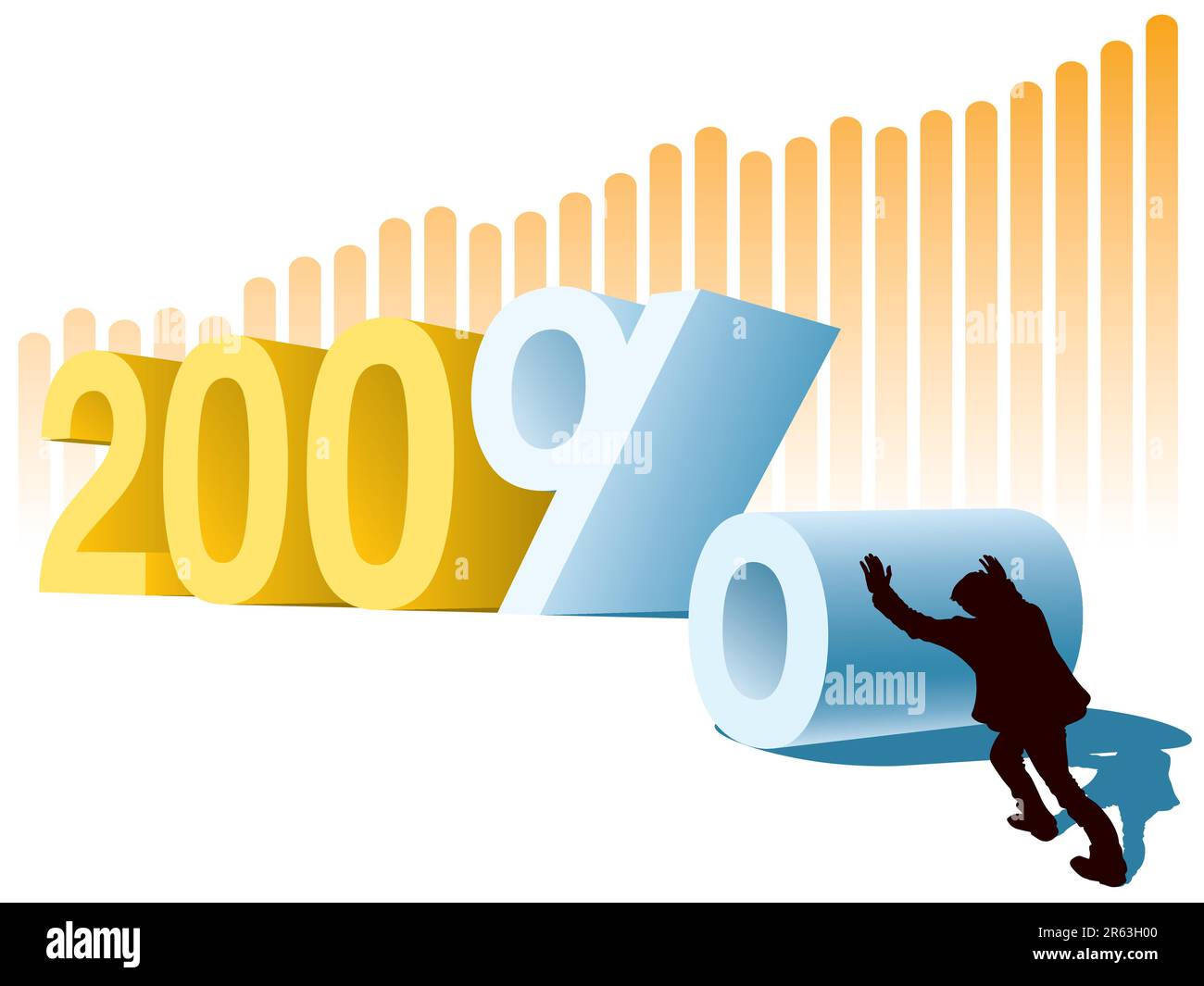 New Year or two hundred percent profit, conceptual business illustration. Stock Vector