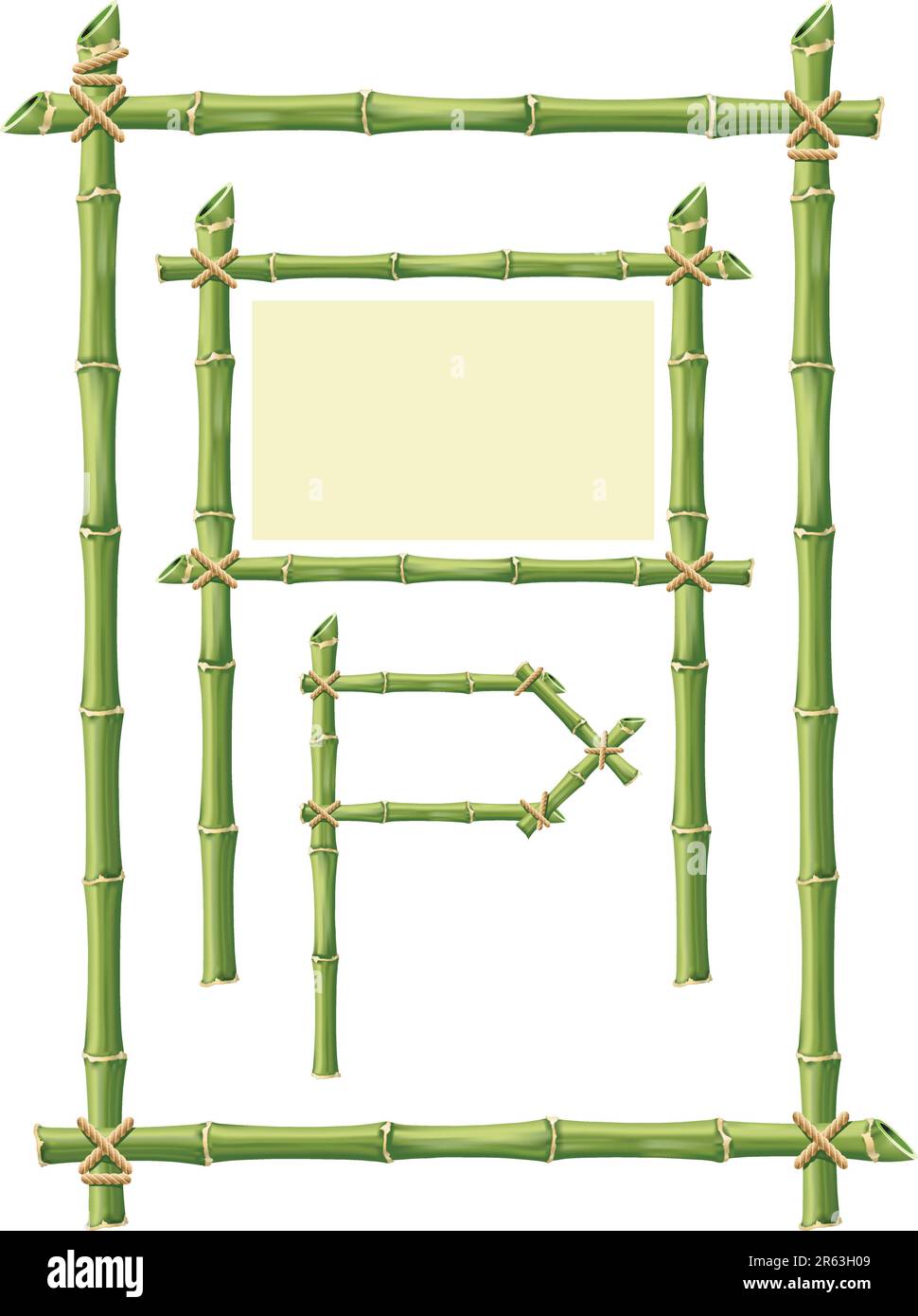 Bamboo frame isolated on white Stock Vector