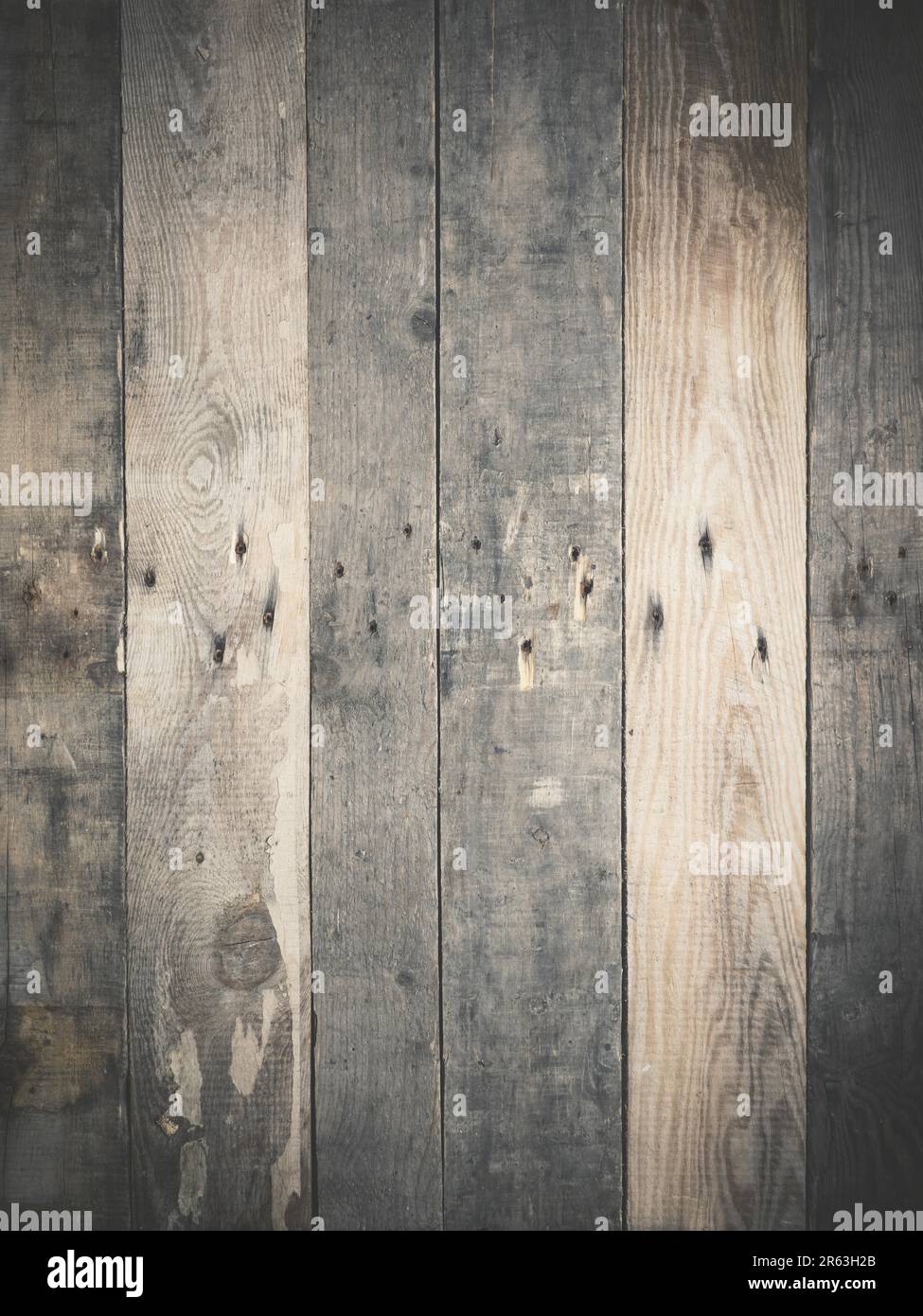 Rustic wooden background with space for text or image, old used plank vintage stylized with vignette Stock Photo