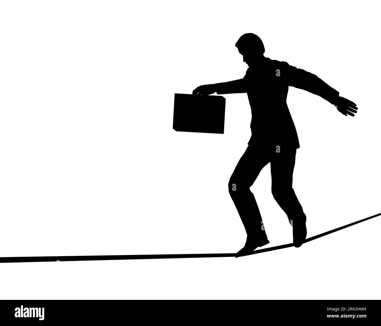 Editable vector outline of a businessman walking a tightrope Stock ...