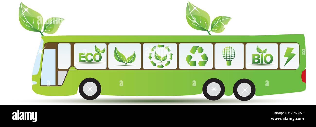 Green environmental bus Stock Vector