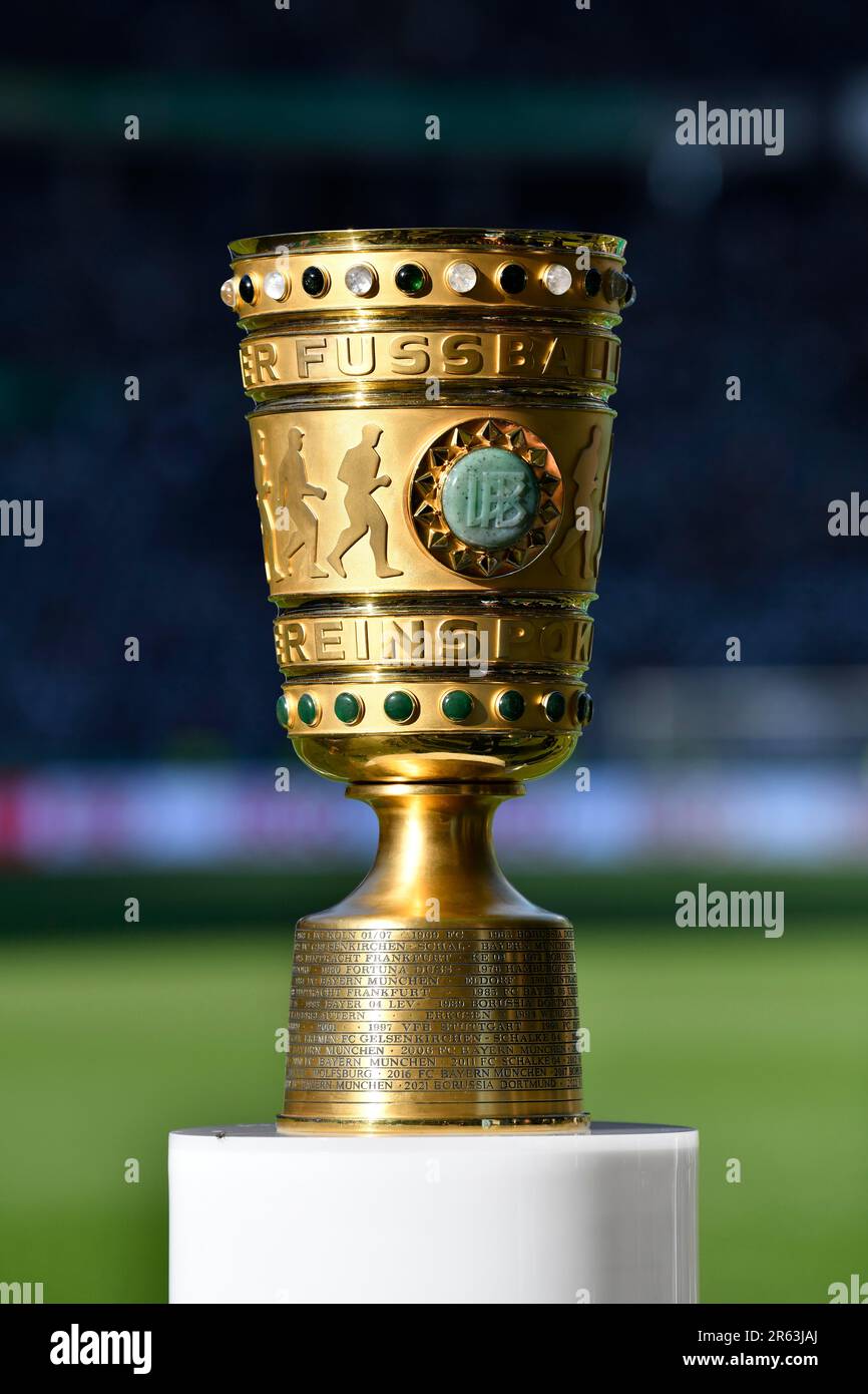 Original DFB Cup on pedestal, trophy, 80th DFB Cup final, DFB Cup