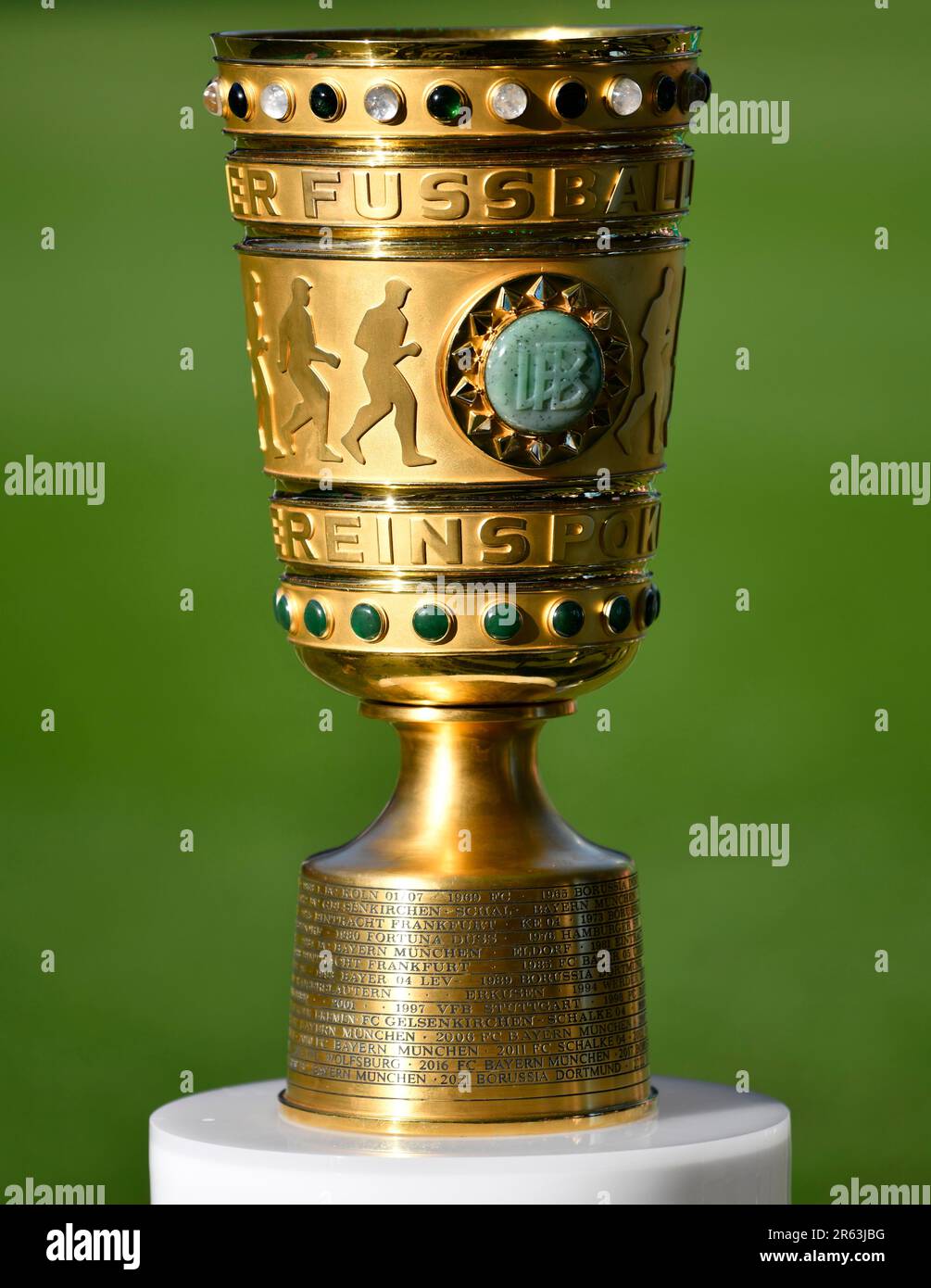 Original DFB Cup on pedestal, trophy, 80th DFB Cup final, DFB Cup