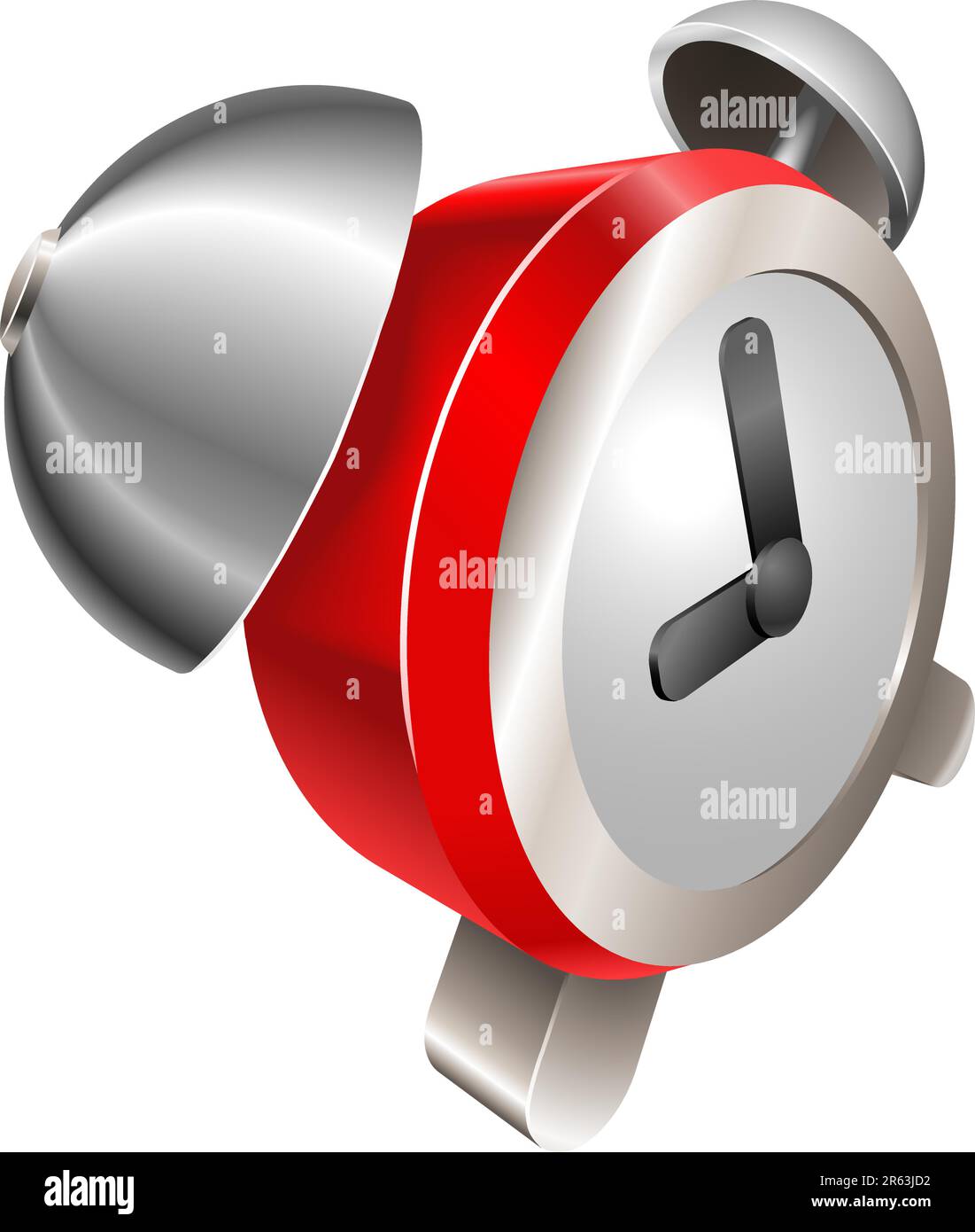 A bight red shiny alarm clock vector illustration with dynamic