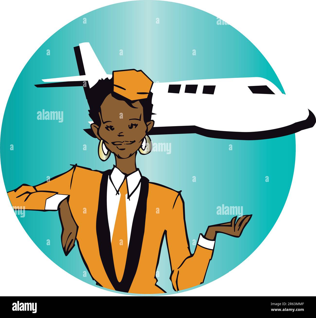 stewardess (african american hispanic woman) clipart Stock Vector