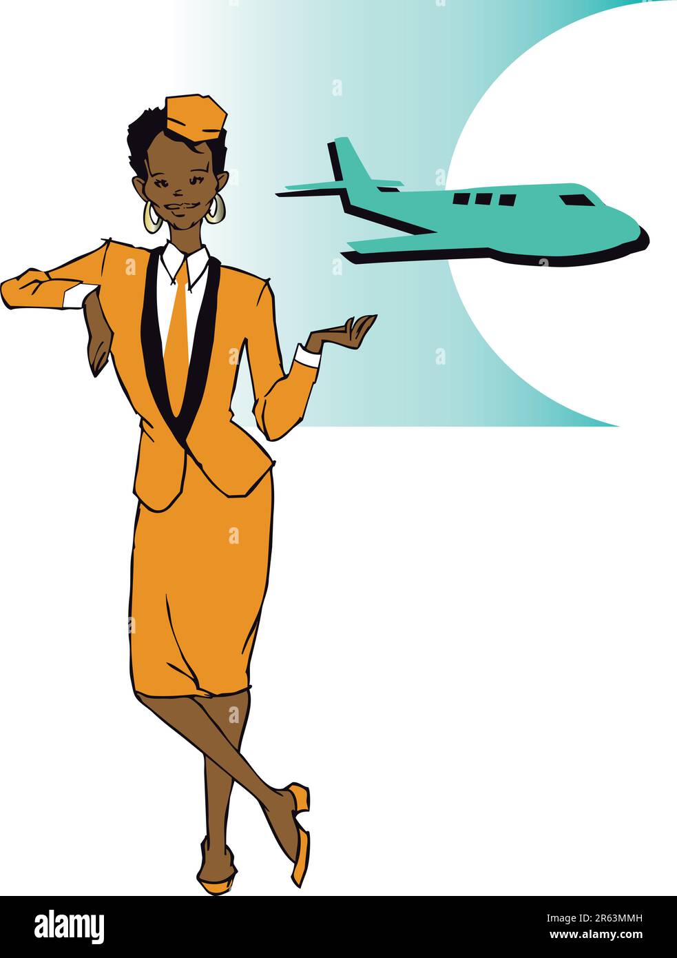 stewardess (african american hispanic woman) clipart Stock Vector