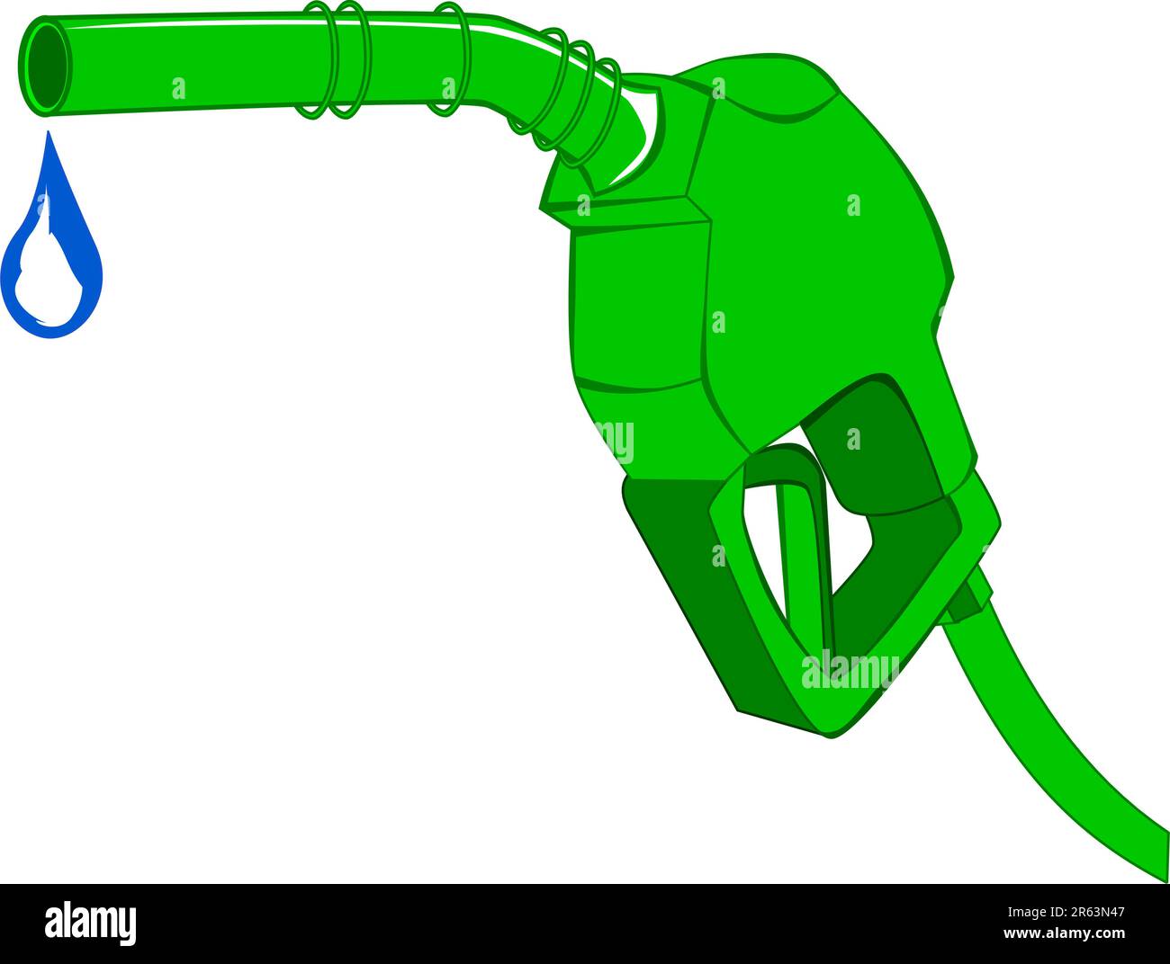 Green gas pump nozzle with dripping water Stock Vector