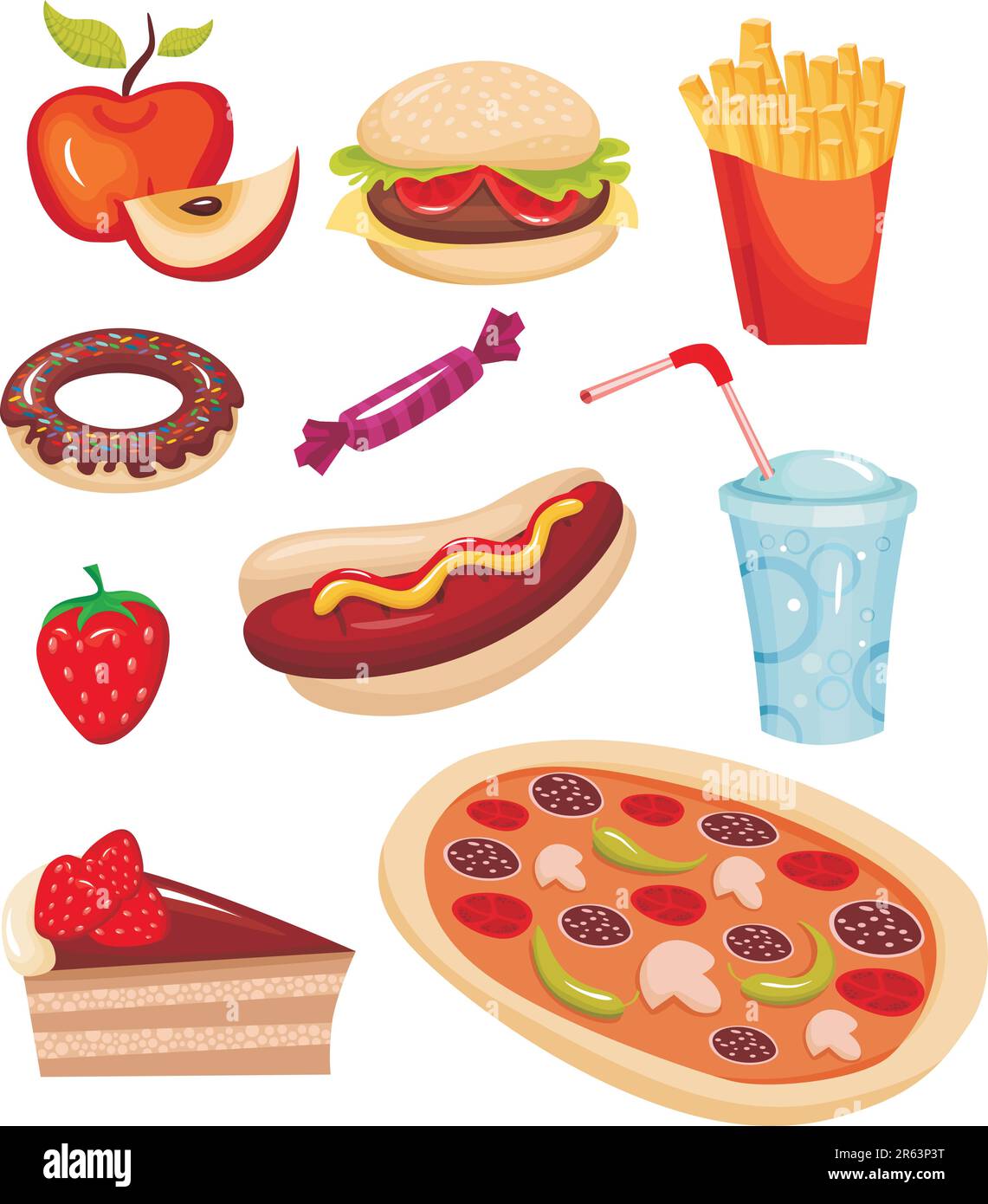 vector illustration of a fast food set Stock Vector Image & Art - Alamy