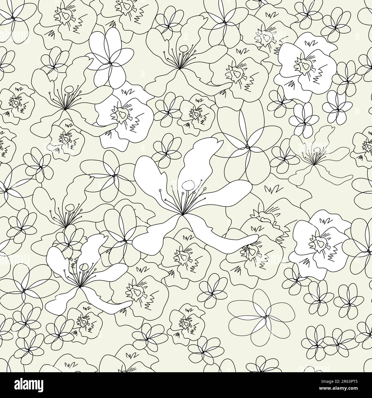 Seamless wallpaper with flowers Stock Vector Image & Art - Alamy