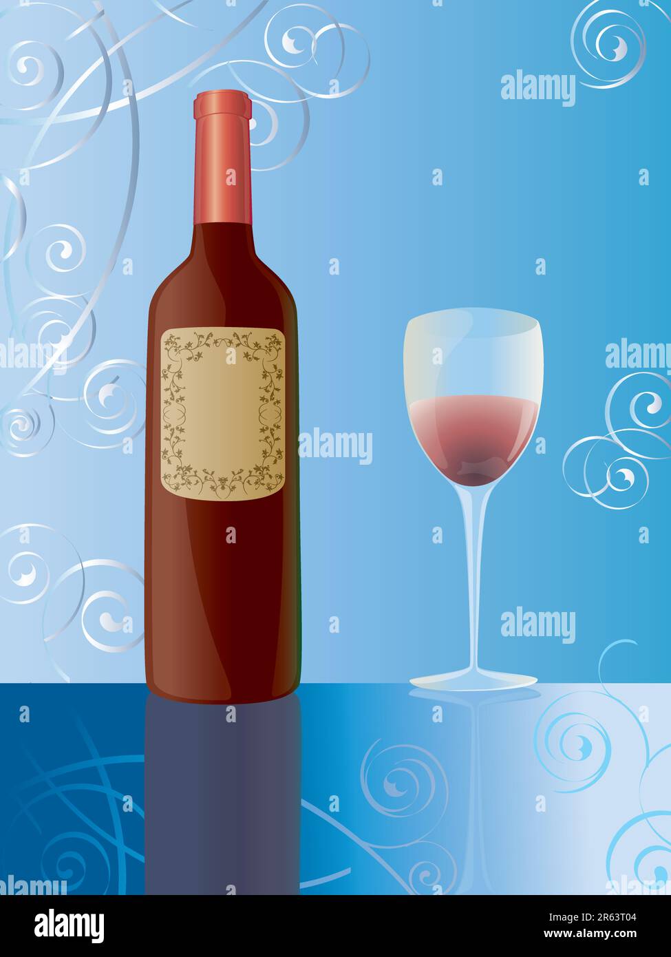 Vector image of bottle and glass of wine Stock Vector Image & Art - Alamy