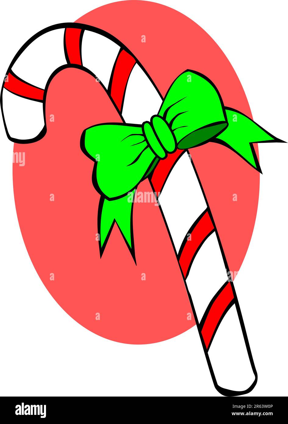 Red and white candy cane with bow Stock Vector