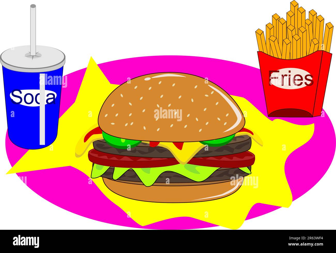 A Cheese burger with lettuce and pickles Stock Vector