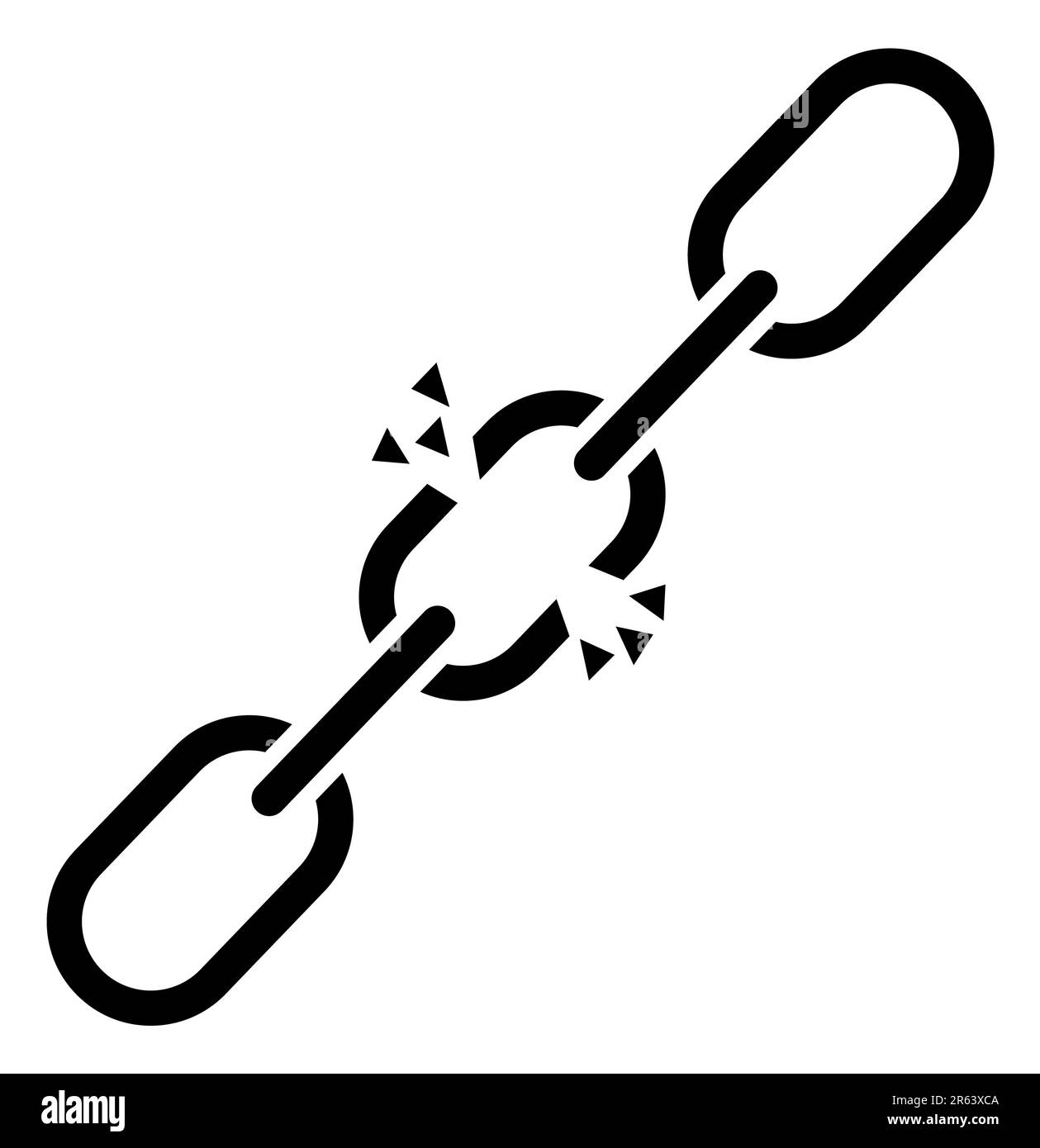 Broken chain link icon. Wreck chain link sign. Failure disconnection