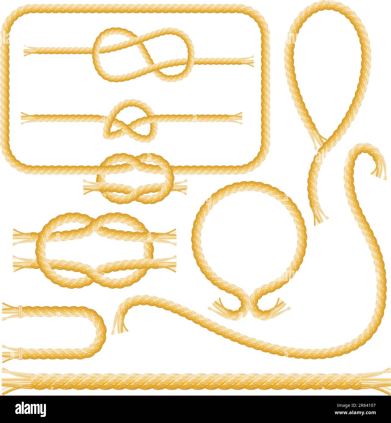 Rope frames and knots isolated on the white Stock Vector