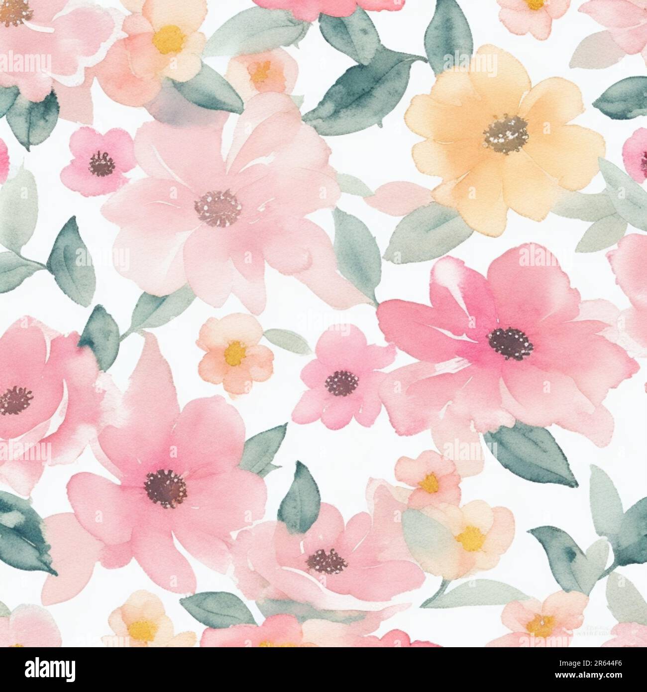 floral background with beautiful watercolor flowers and leaves, design ...