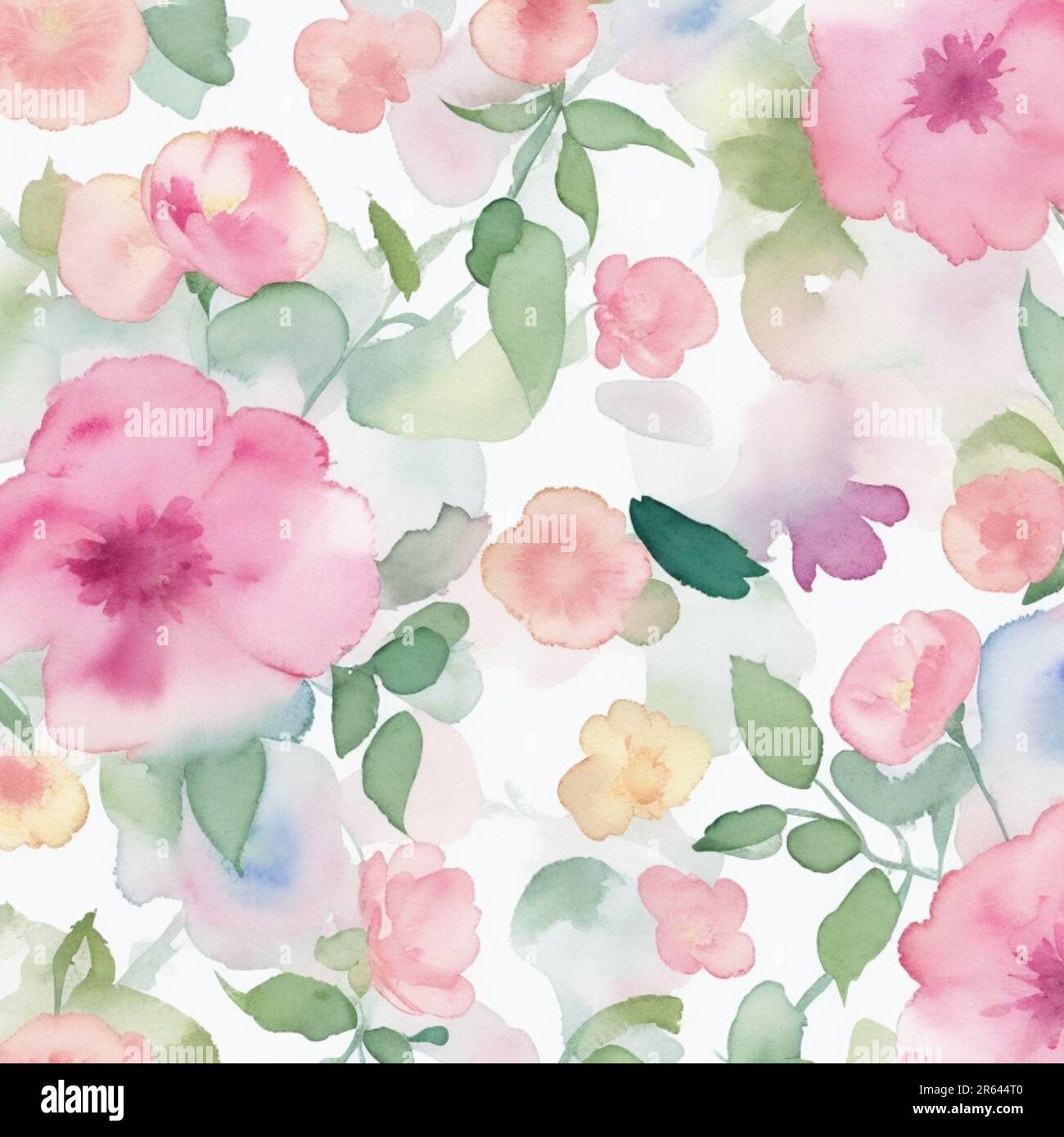 floral background with beautiful watercolor flowers and leaves, design ...