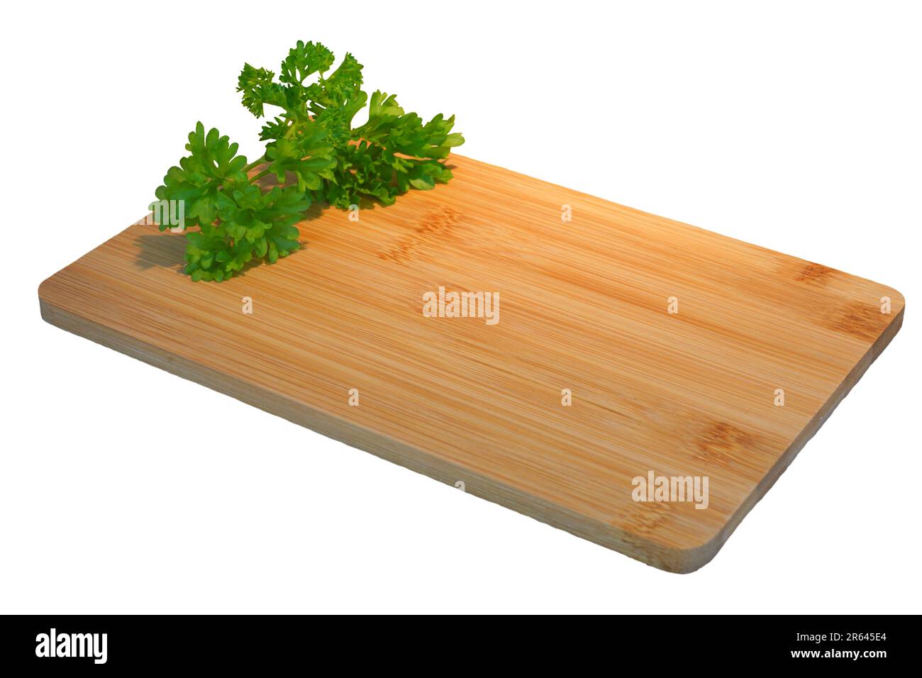 Empty cutting board mockup with parsley Stock Photo