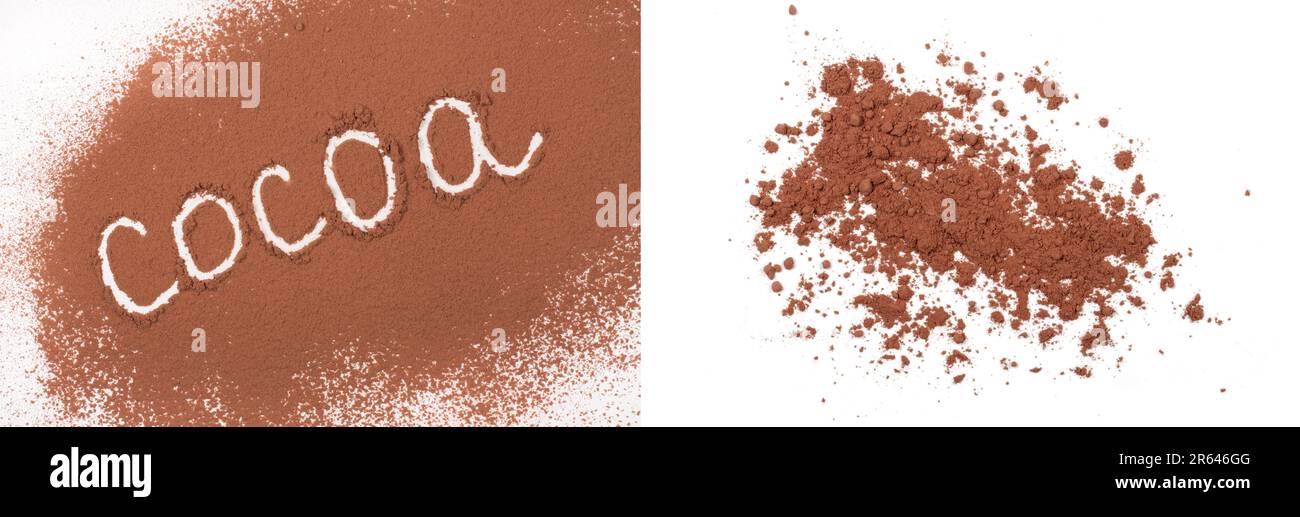 word cocoa written in cocoa powder isolated on white background Stock Photo Alamy