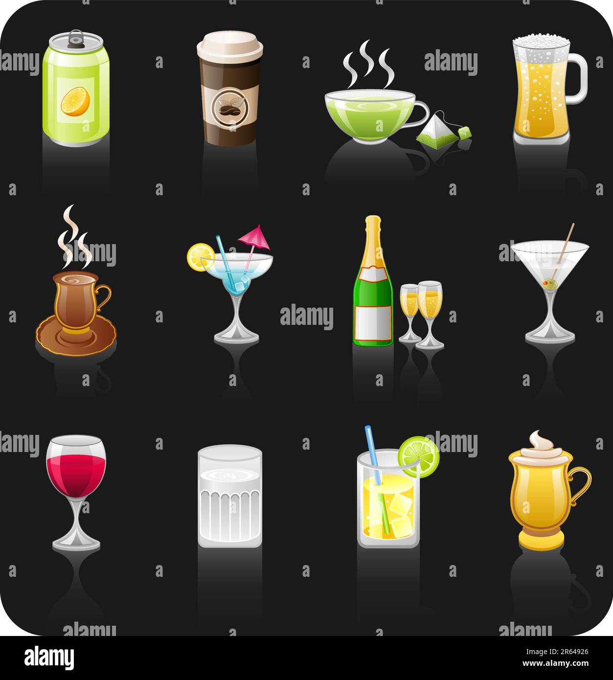 Drinks black icon set Stock Vector Image & Art Alamy