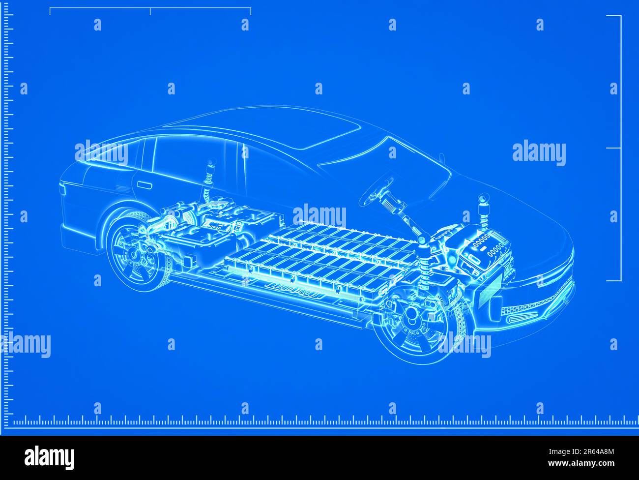 Ev car or electric vehicle with pack of battery cells module on ...