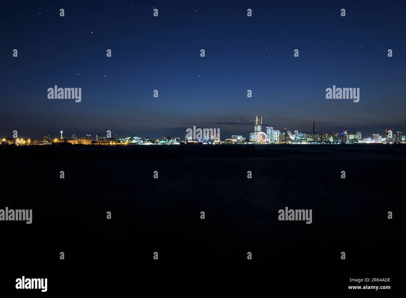 Night View of Yokohama Port Stock Photo