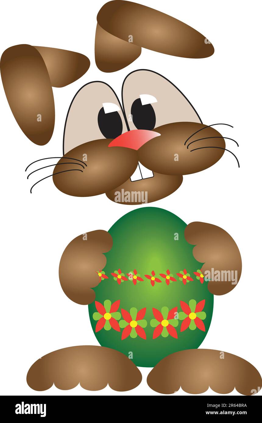 happy easter bunny holding an colorful easter egg Stock Vector Image ...