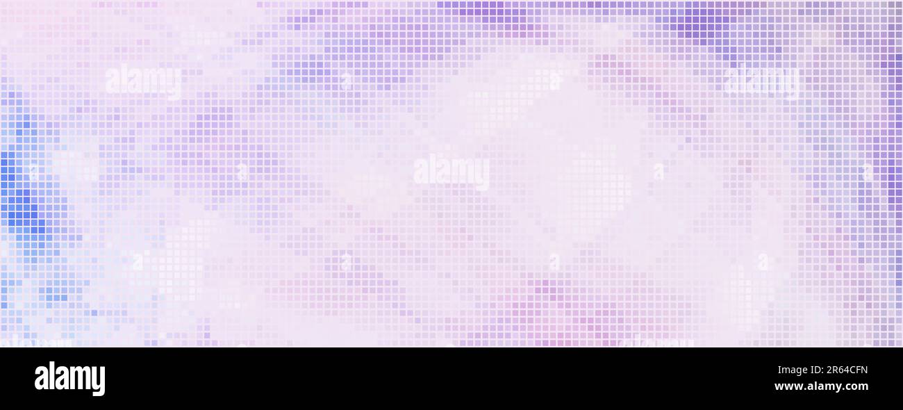 Artistic lilac and pale violet mosaic by small squares on light lavender background. Wide vector graphic pattern Stock Vector