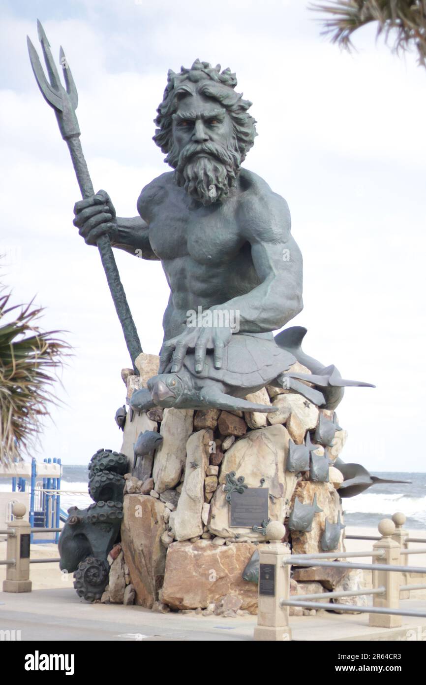 King Neptune and his Trident sculpture near the beach Stock Photo