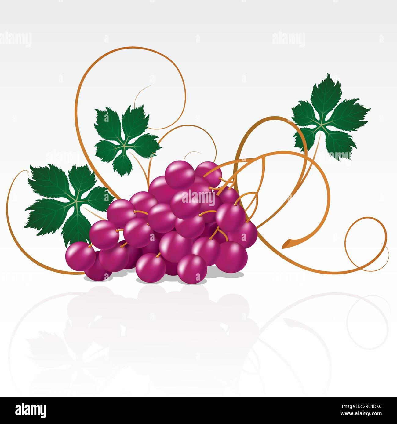 Grapes with green leaves on a white background Stock Vector Image & Art ...