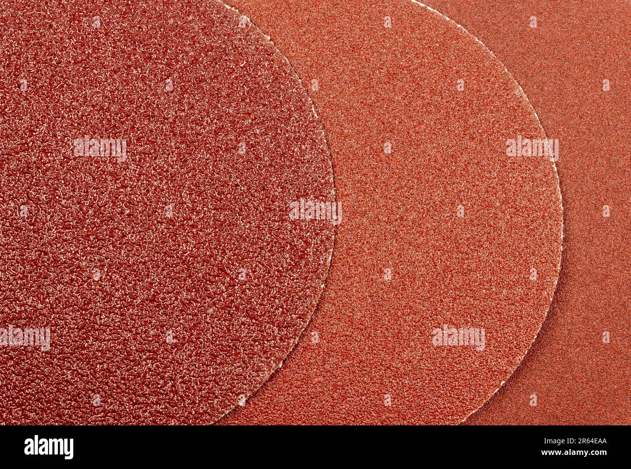 Set of sandpaper grit background. Sanding discs Stock Photo